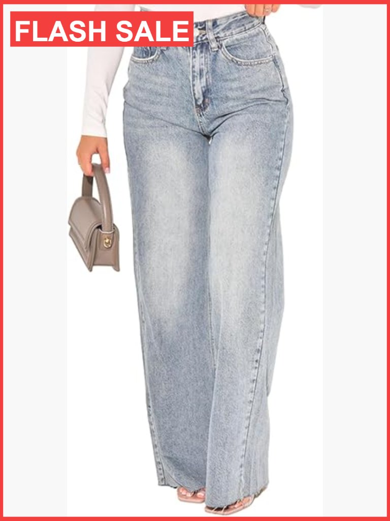 High Waist Straight Leg Baggy Stretchy Loose Denim Jeans